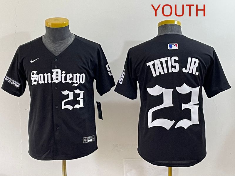 Youth 2025 San Diego Padres #23 Tatis jr Black Five generations Joint Name Nike MLB Jersey style 9->youth mlb jersey->Youth Jersey